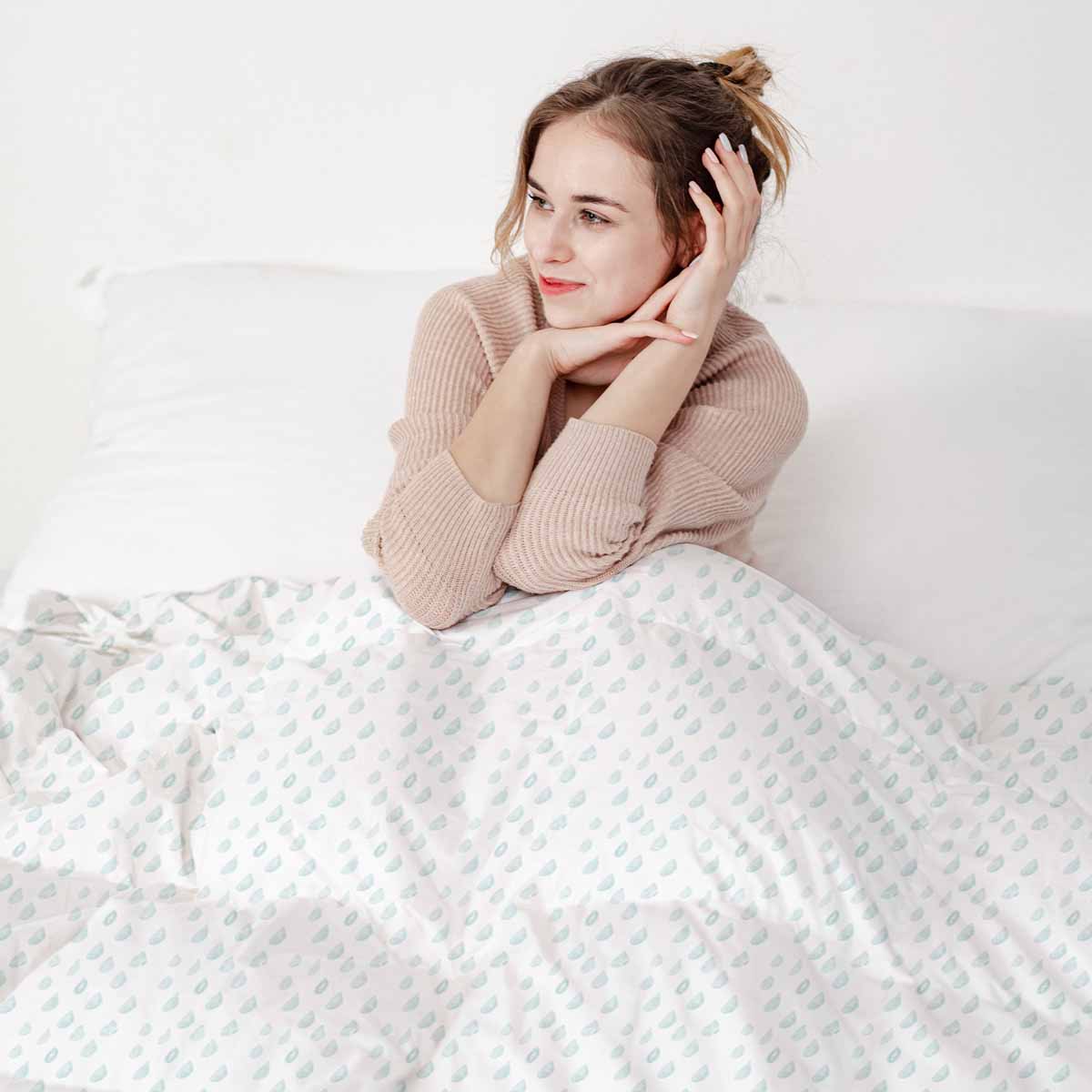 Therapiedekens beddengoedset met blauwe druppels