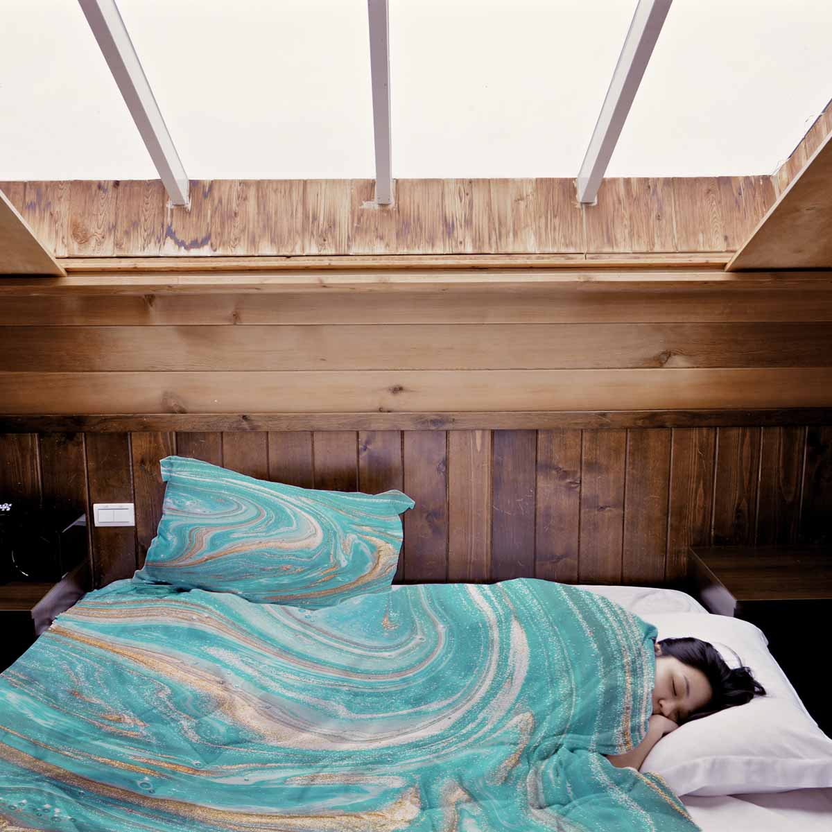 Original Therapiedecke - Baumwoll Bettwäsche Set Marmor Türkis