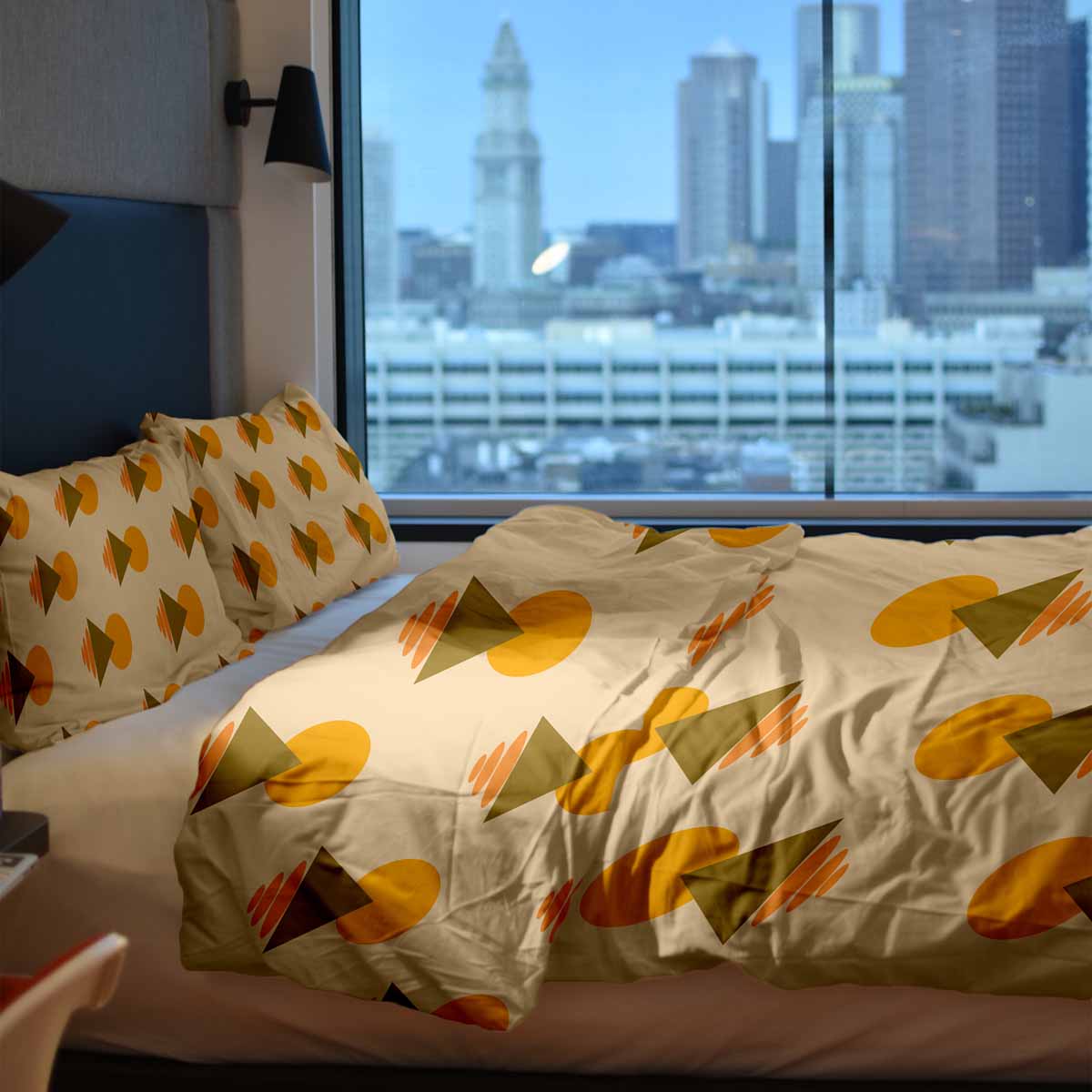 Therapiedekens beddengoedset met gele vormen