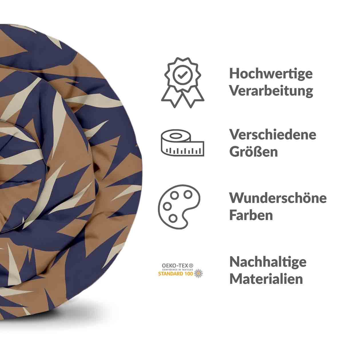 Therapiedekens beddengoed set bruin met blauwe bladeren