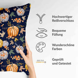 Gezondheidskussen blauw met pompoenen