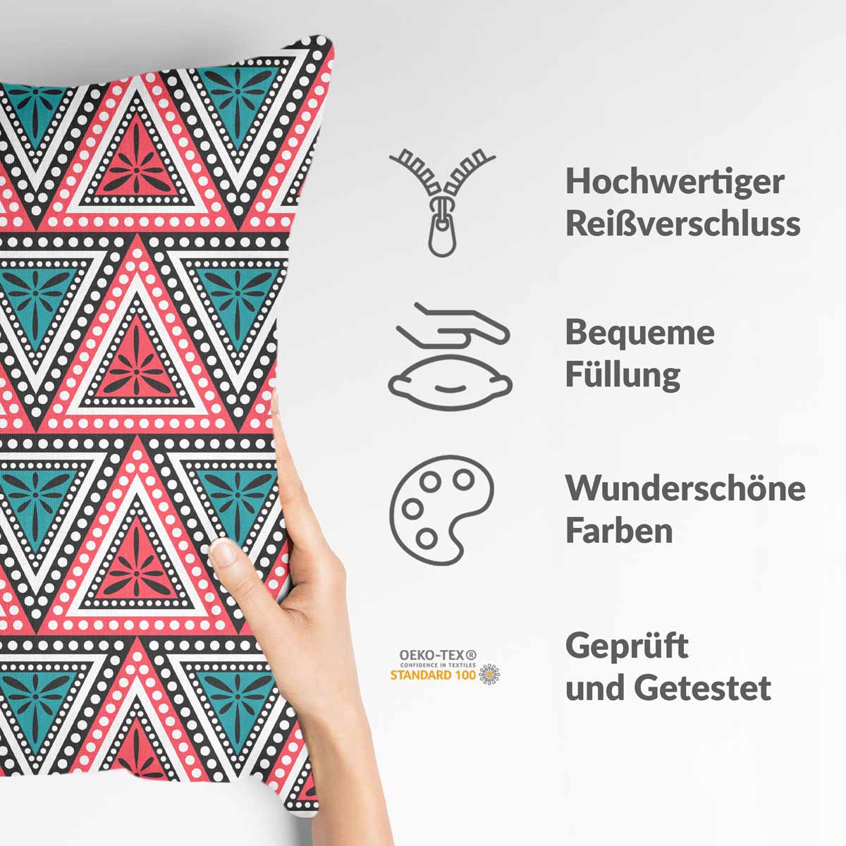 Gesundheitskissen mit bunten Dreiecken