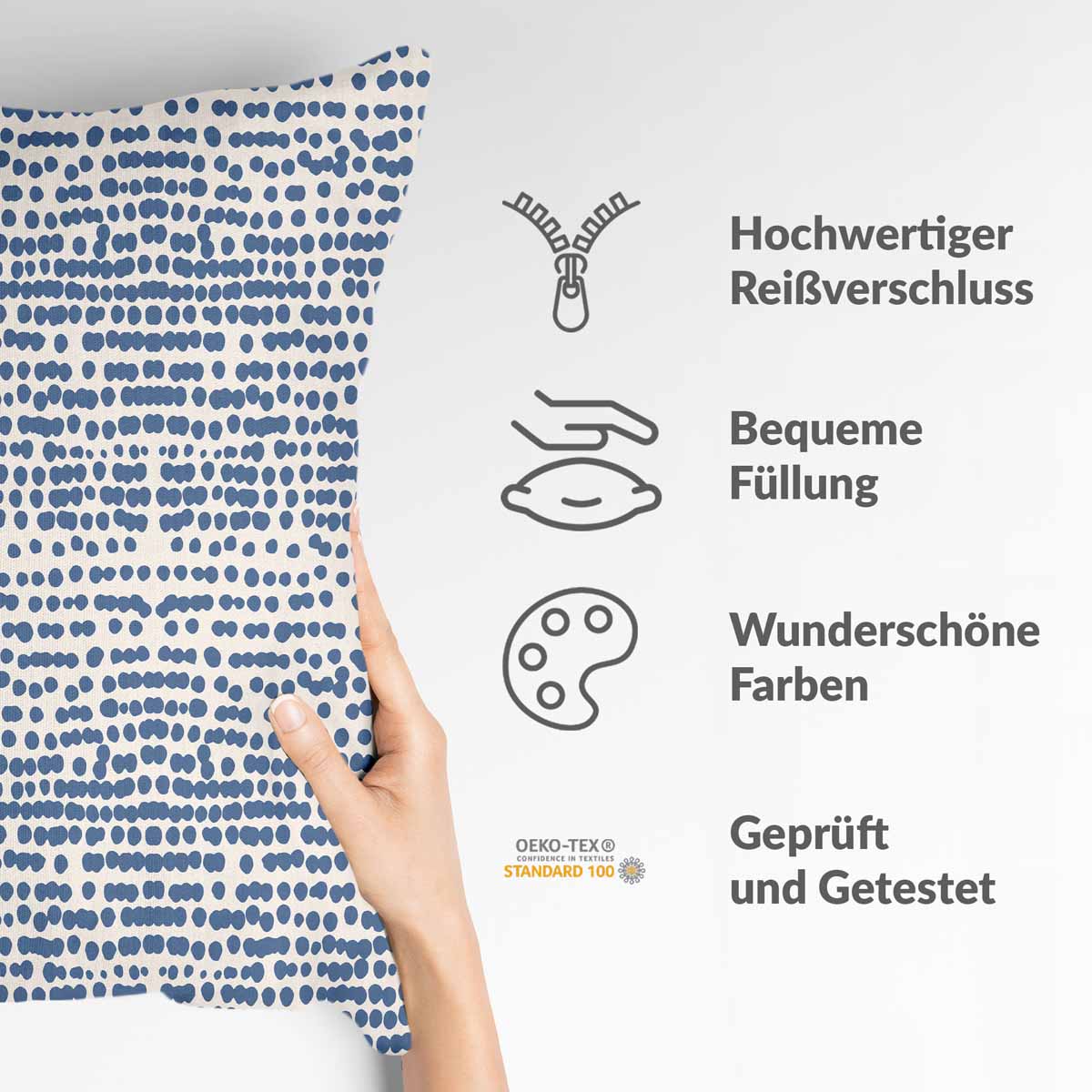 Gesundheitskissen mit blauen Tupfern