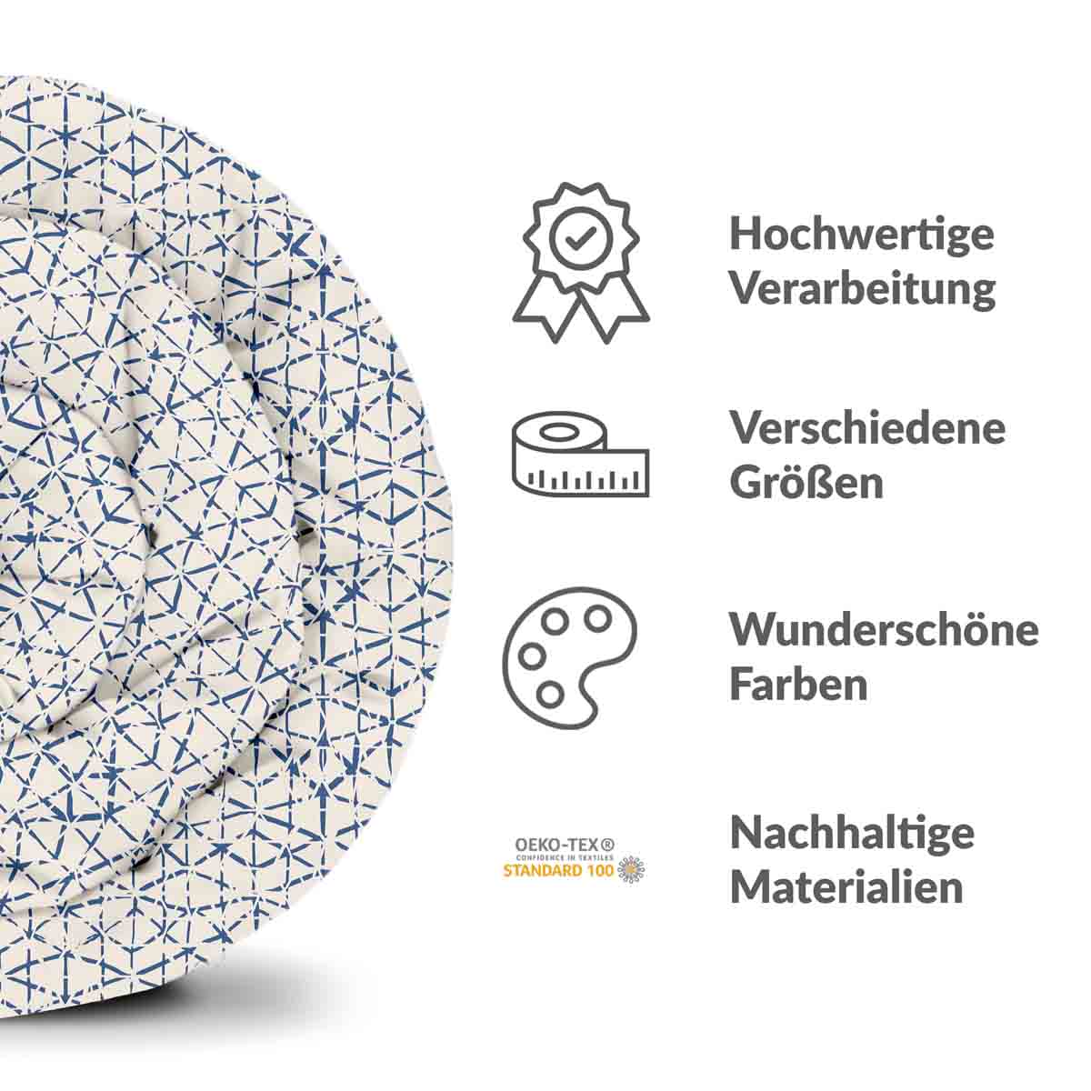 Therapiedekens beddengoed set wit met delicate blauwe vormen