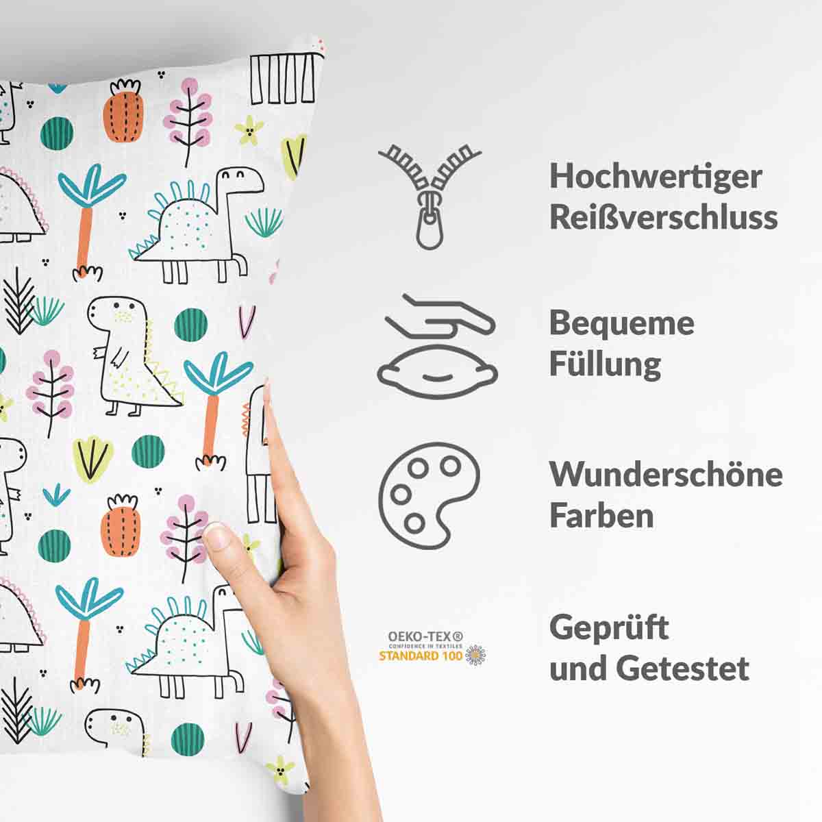 Gezondheidskussen met kleurrijke dino's