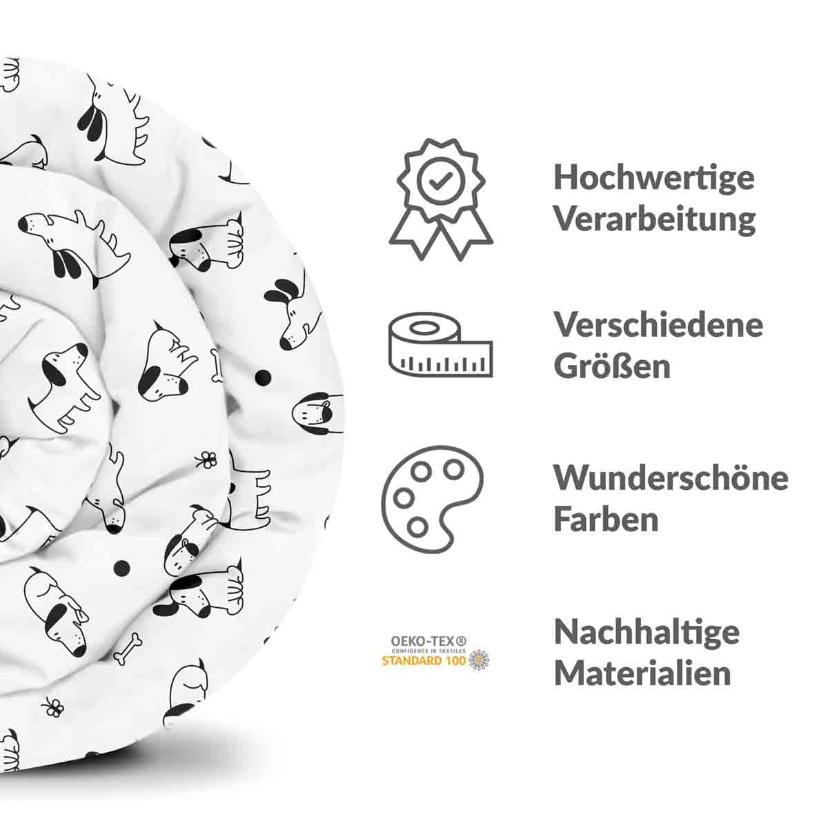 Original Therapiedecke - Baumwollbezug Weiß mit Hunden