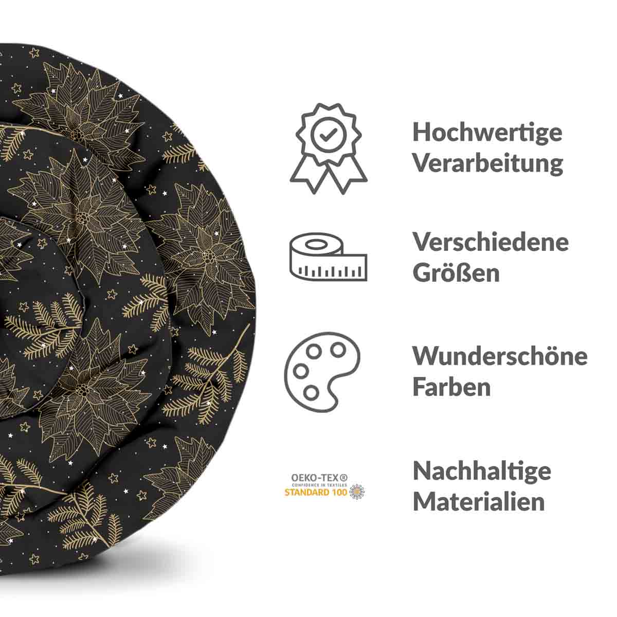 Original Therapiedecke - Baumwoll Bettwäsche Set Schwarz Christstern