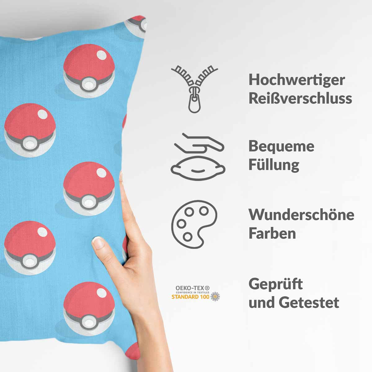 Gezondheidskussen Lichtblauw met Pokemon