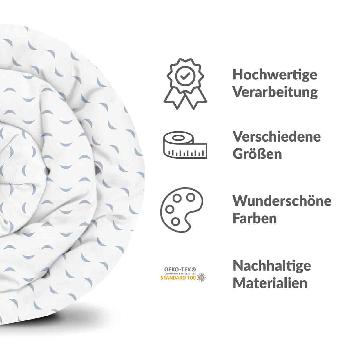 Original Therapiedecke - Baumwoll Bettwäsche Set Weiß mit blauen Wellen