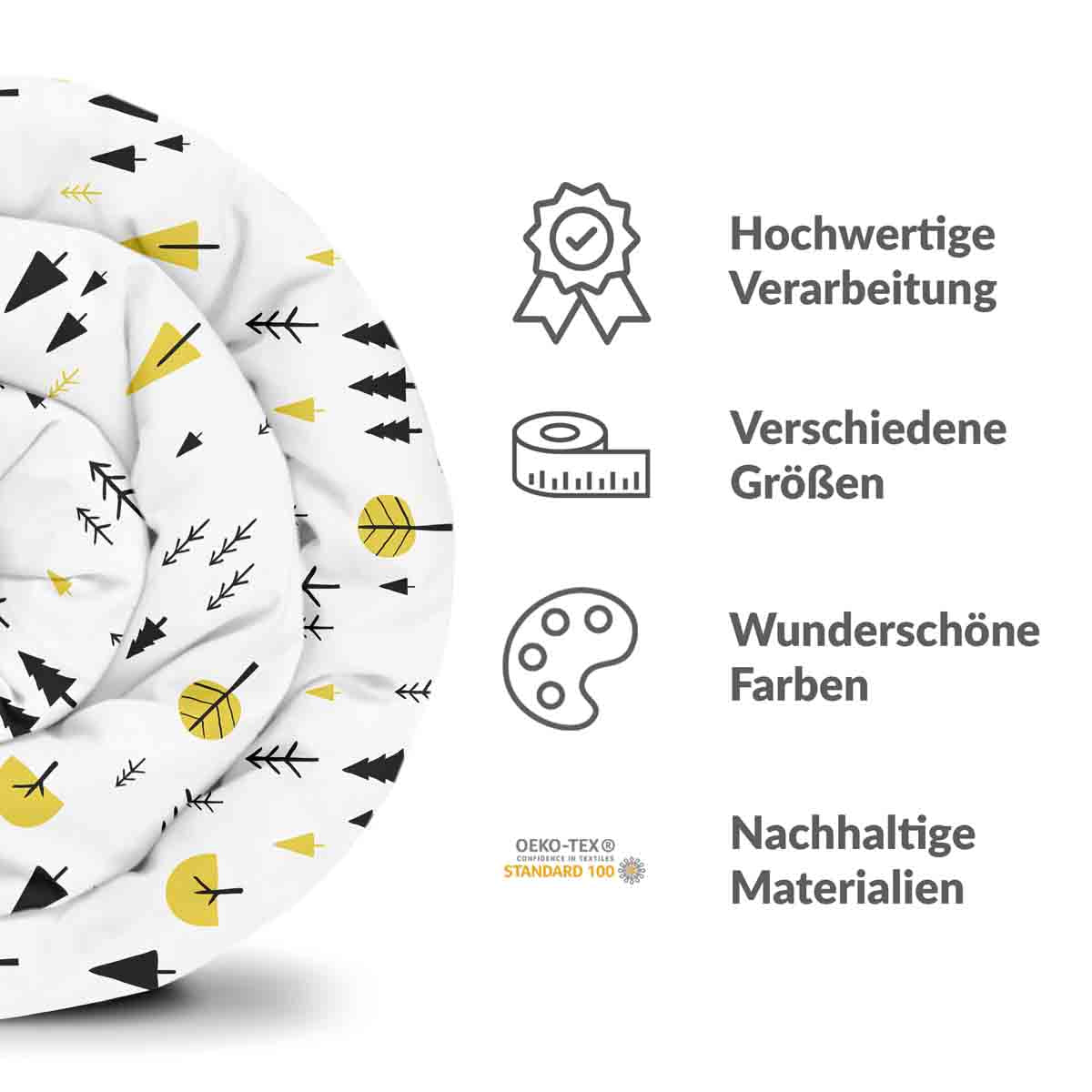 Therapiedekens beddengoedset met gele bomen
