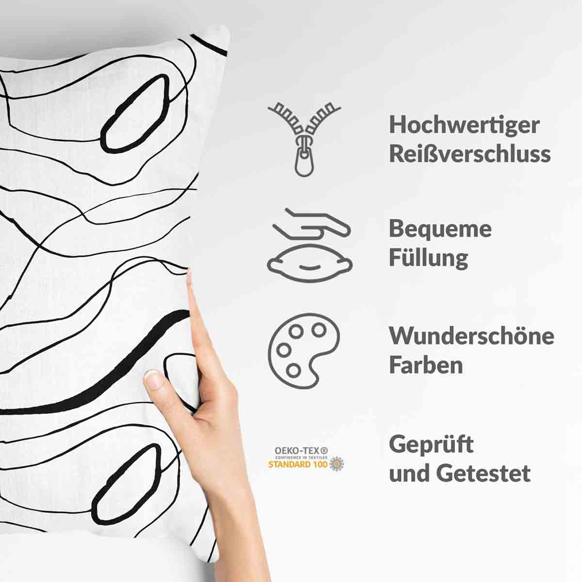 Gezondheidskussen met zwarte slangenlijnen