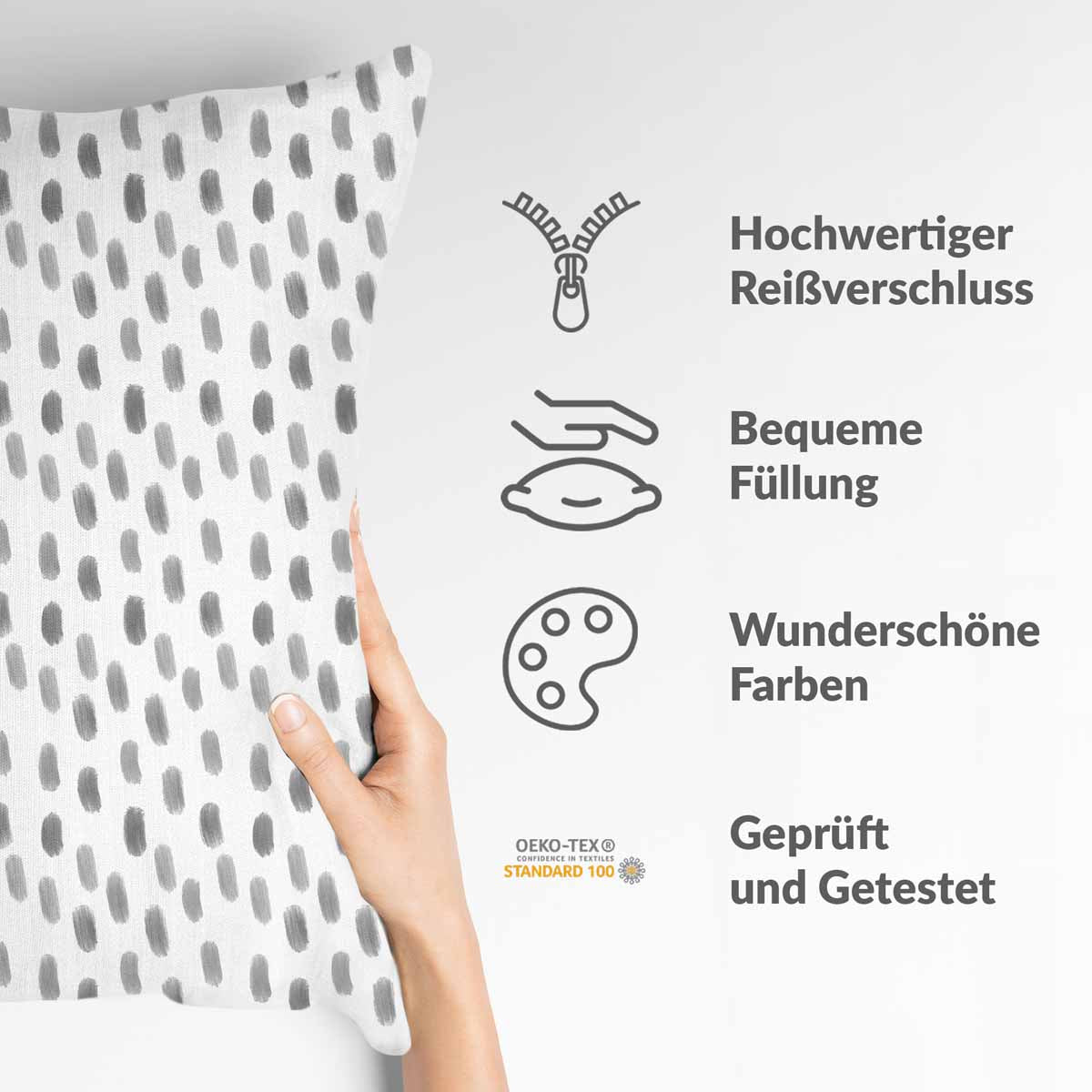 Gezondheidskussen wit met grijze stippen