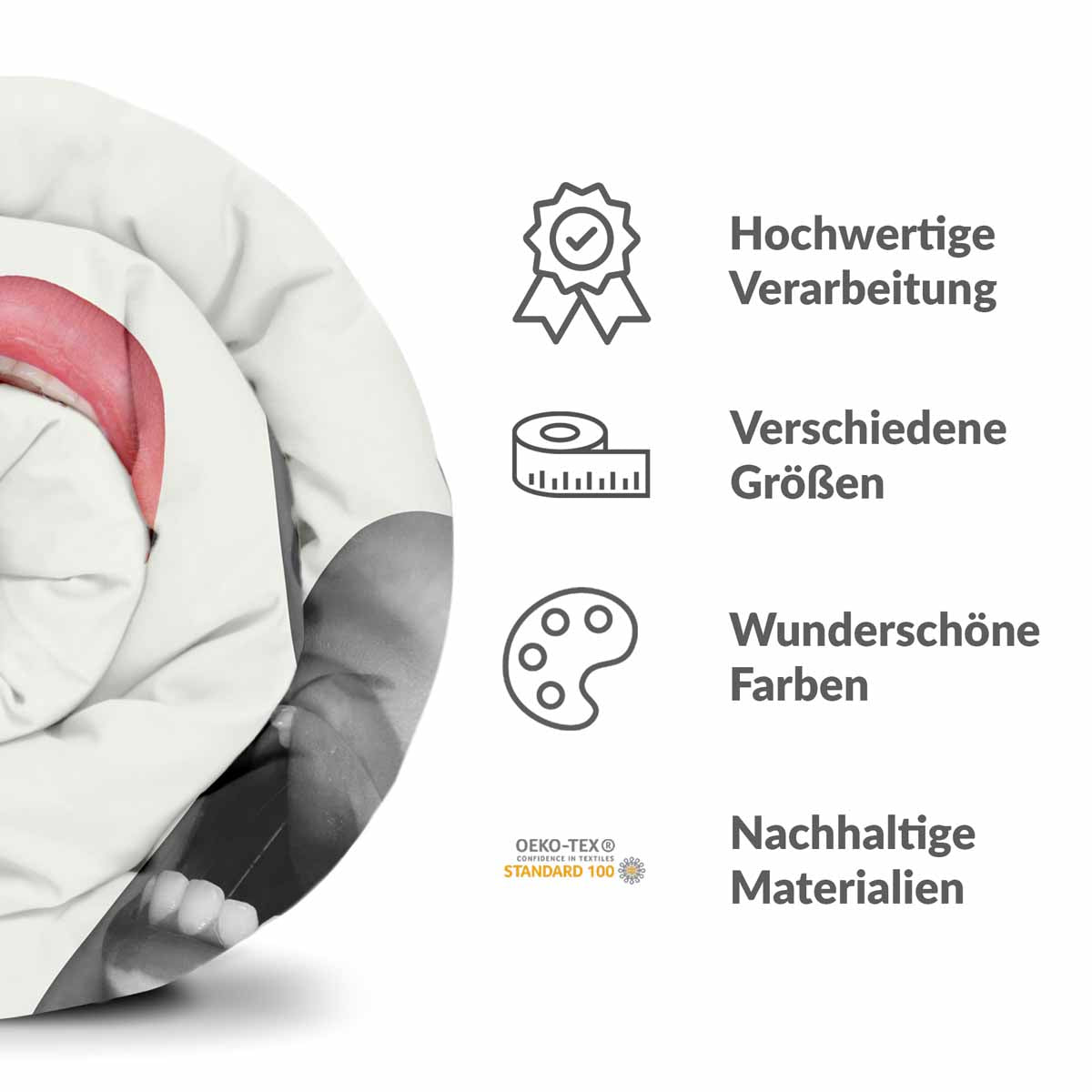 Originele therapiedeken - katoenen hoes wit met lippen