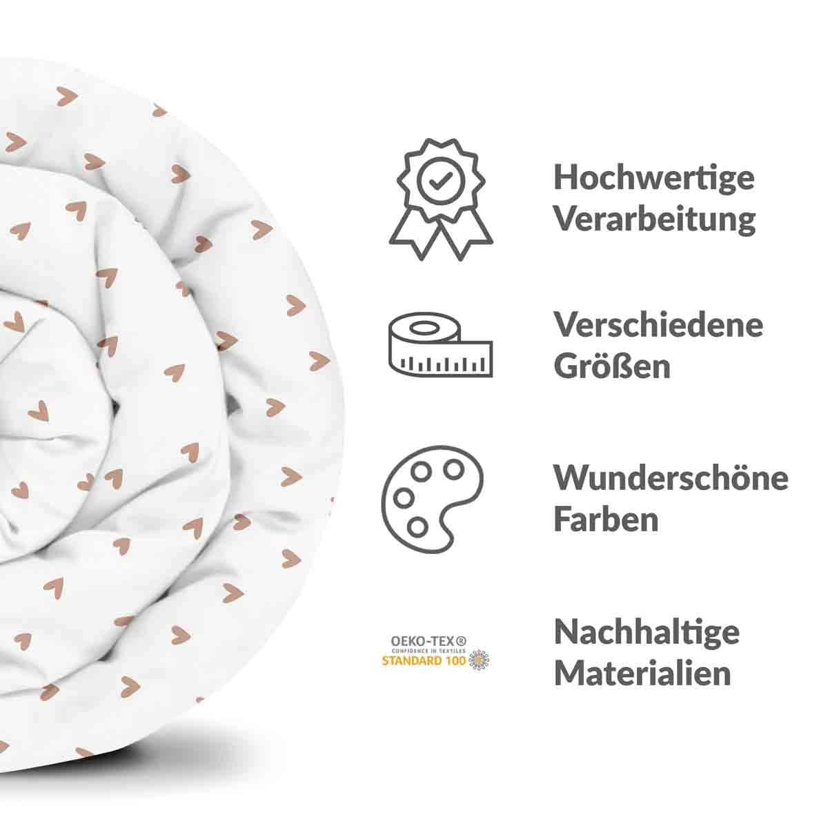 Original Therapiedecke - Baumwollbezug Weiß mit Herzchen