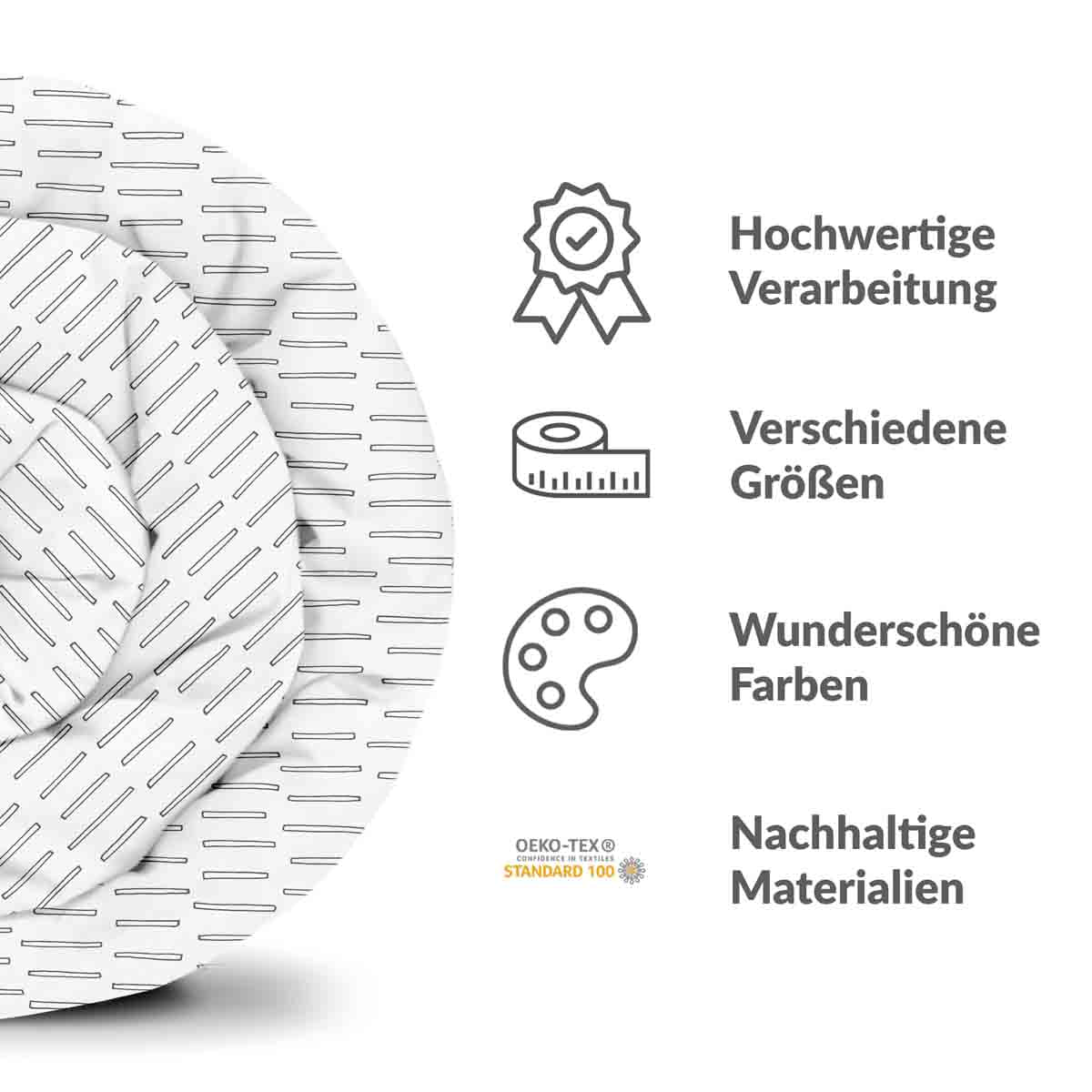 Original Therapiedecke - Baumwollbezug Weiß dicke Streifen