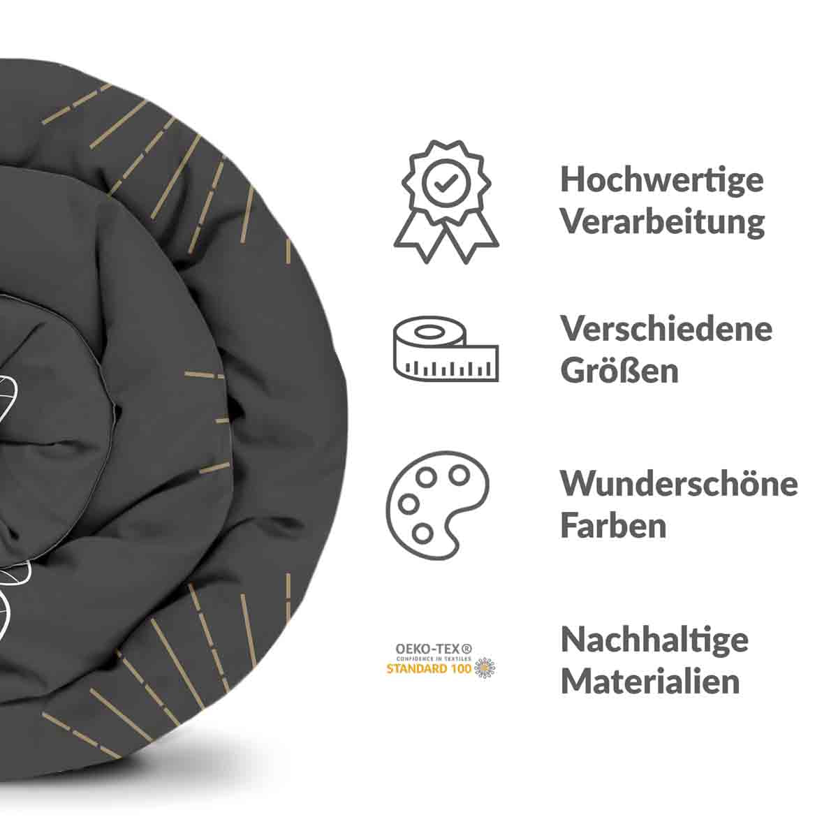 Original Therapiedecke - Baumwollbezug Schwarz mit Motte