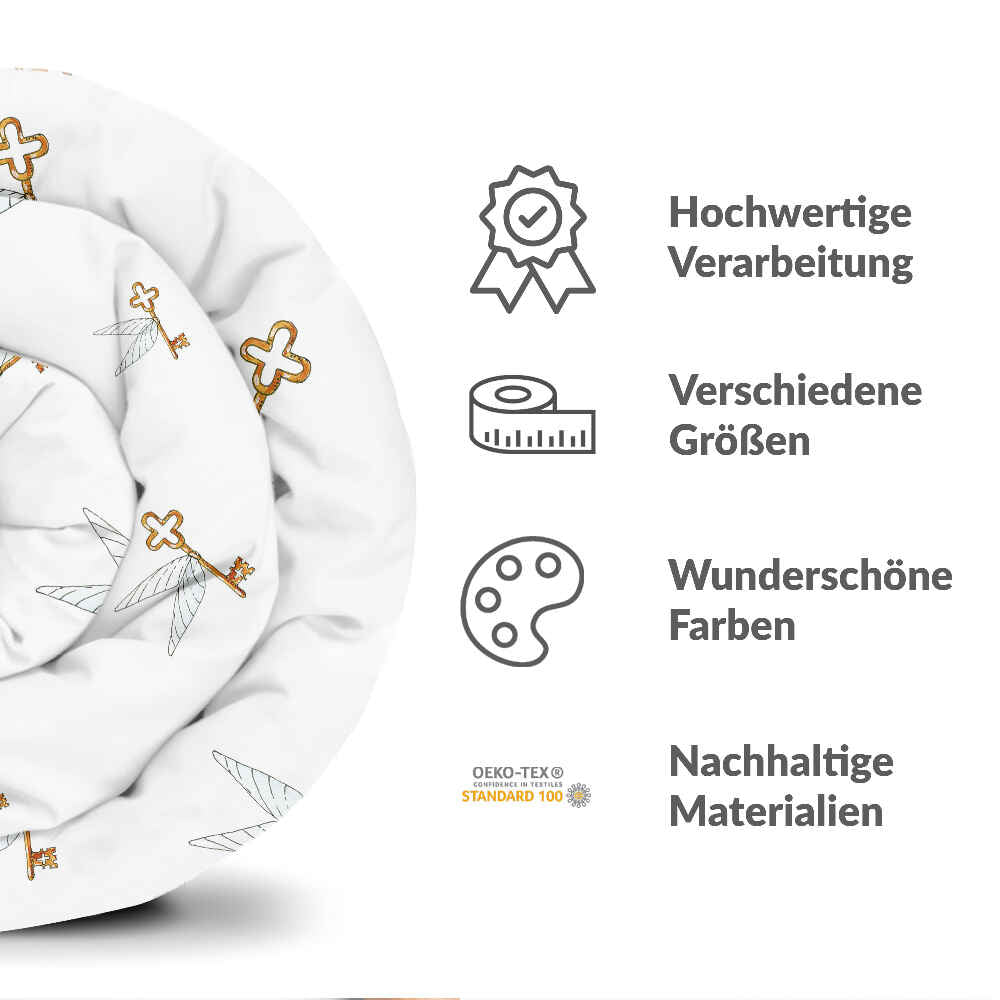 Originele therapiedeken - katoenen hoes wit met vliegende sleutel