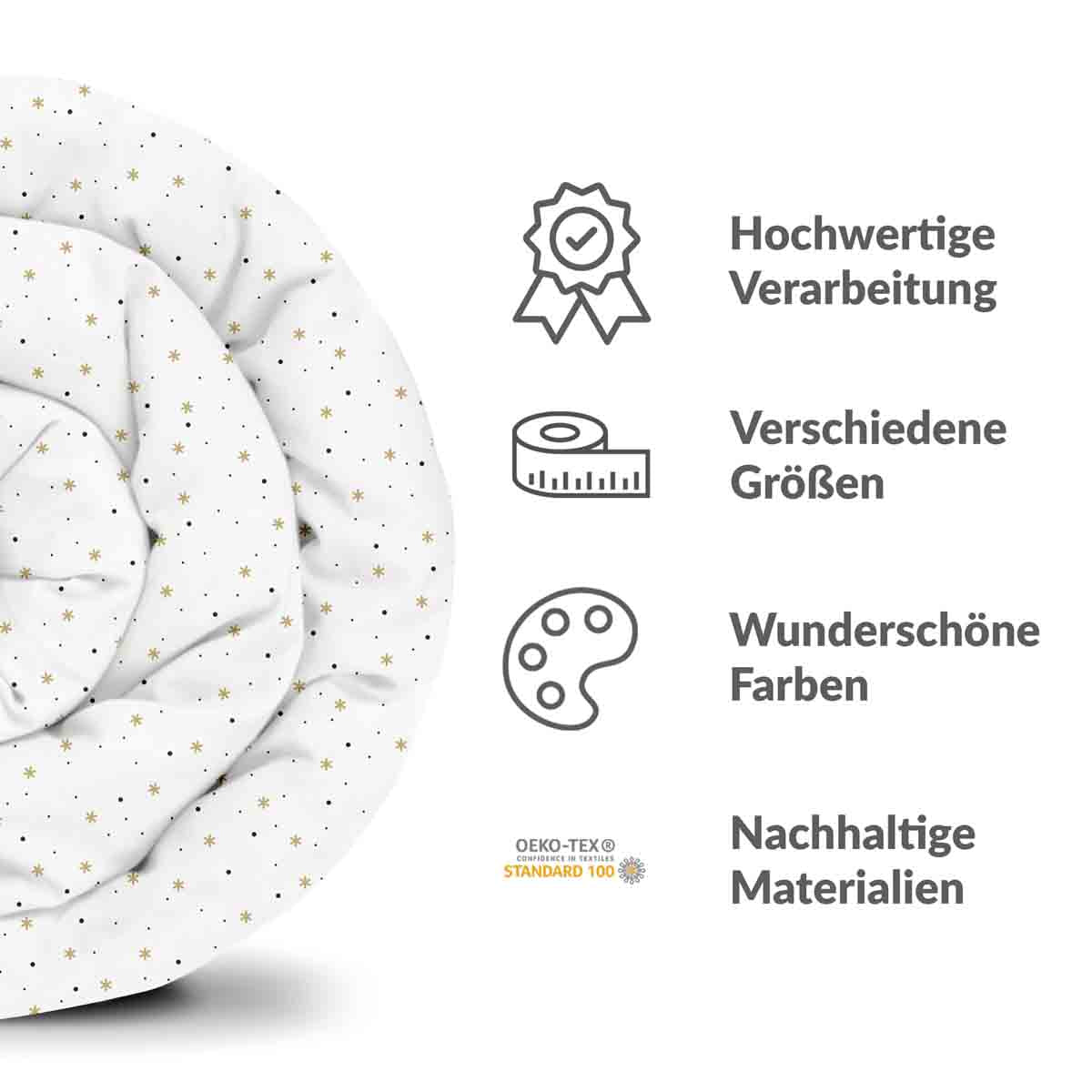 Original Therapiedecke - Baumwollbezug Weiß mit Sternen und Punkten