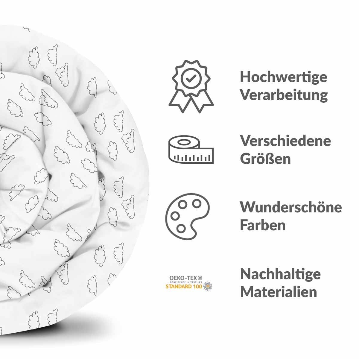 Original Therapiedecke - Baumwollbezug Weiß mit Wolken