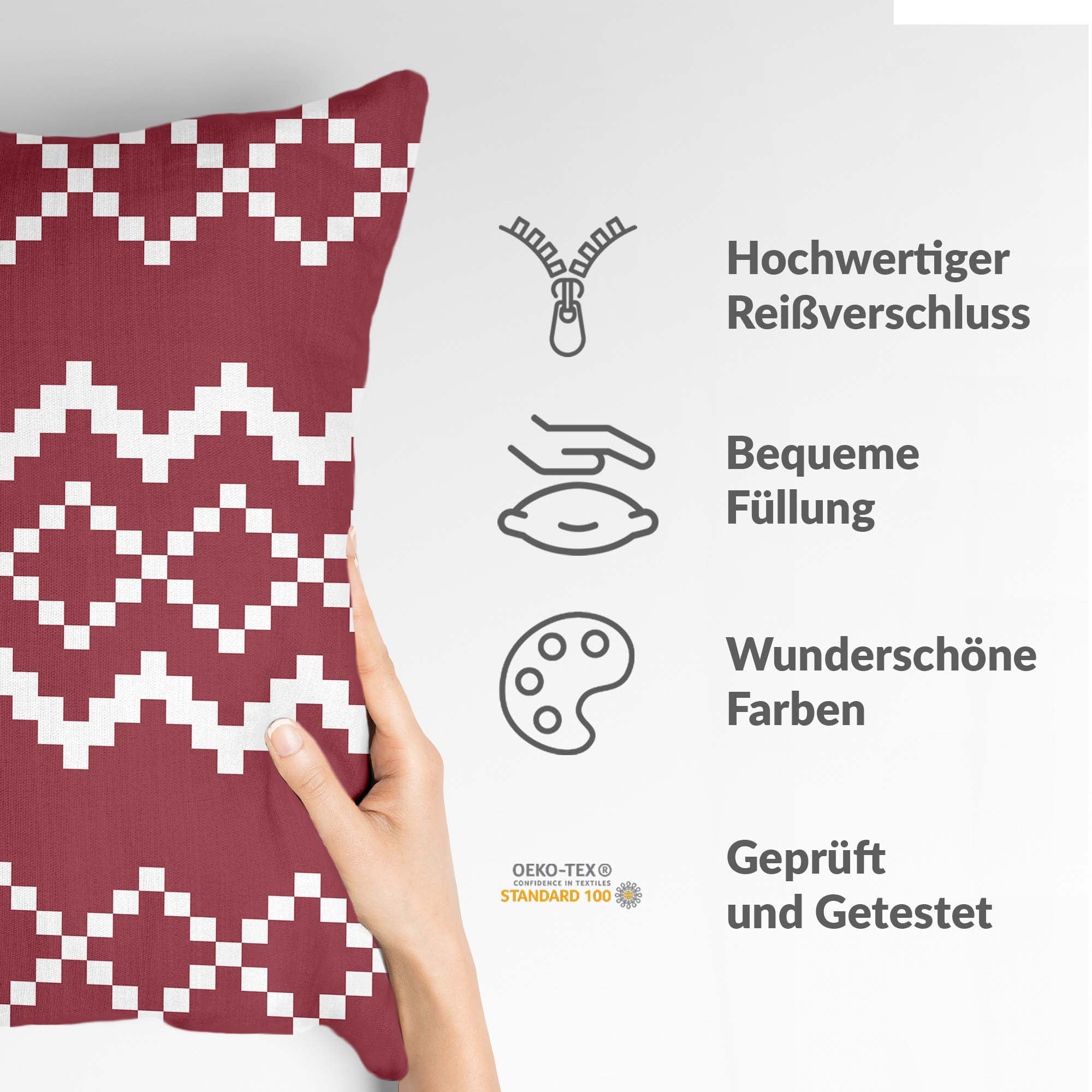 Gezondheidskussen met rood kerstpatroon