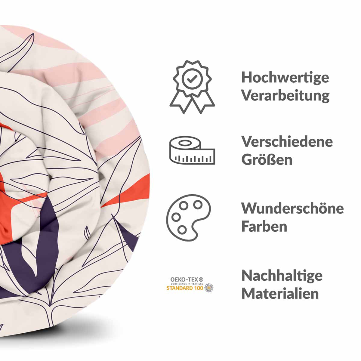 Original Therapiedecke - Baumwoll Bettwäsche Set Beige mit bunten Blättern