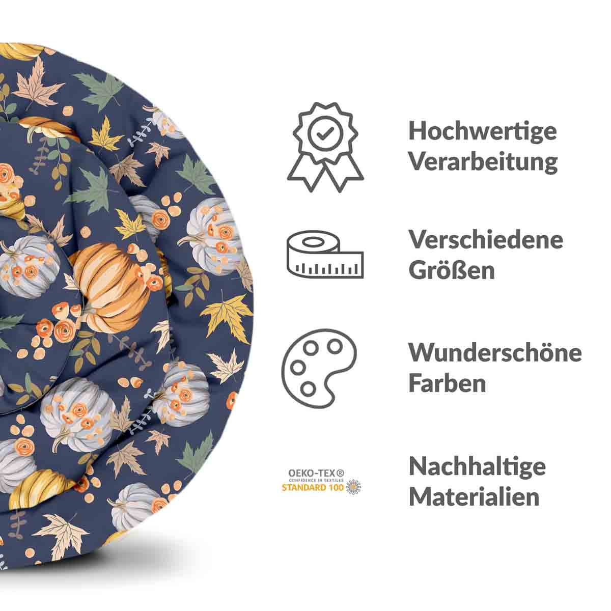 Therapiedekens beddengoed set blauw met pompoenen