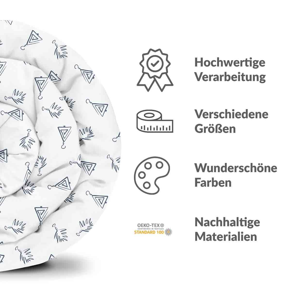 Original Therapiedecke - Baumwollbezug Weiß mit Boho Ohrringen