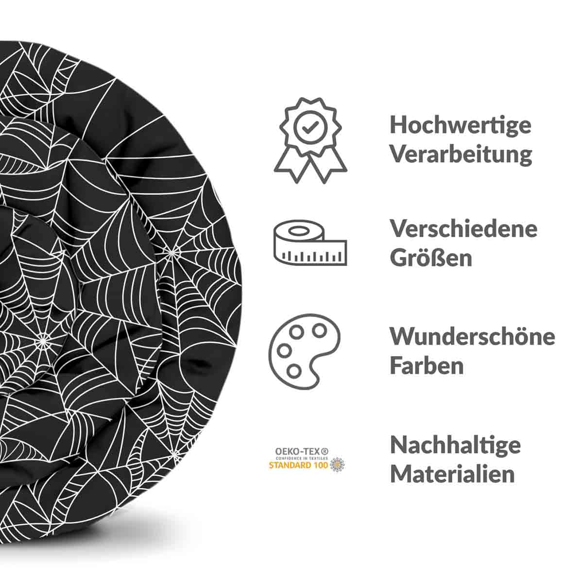 Therapiedekens beddengoed set zwart met spinnenweb