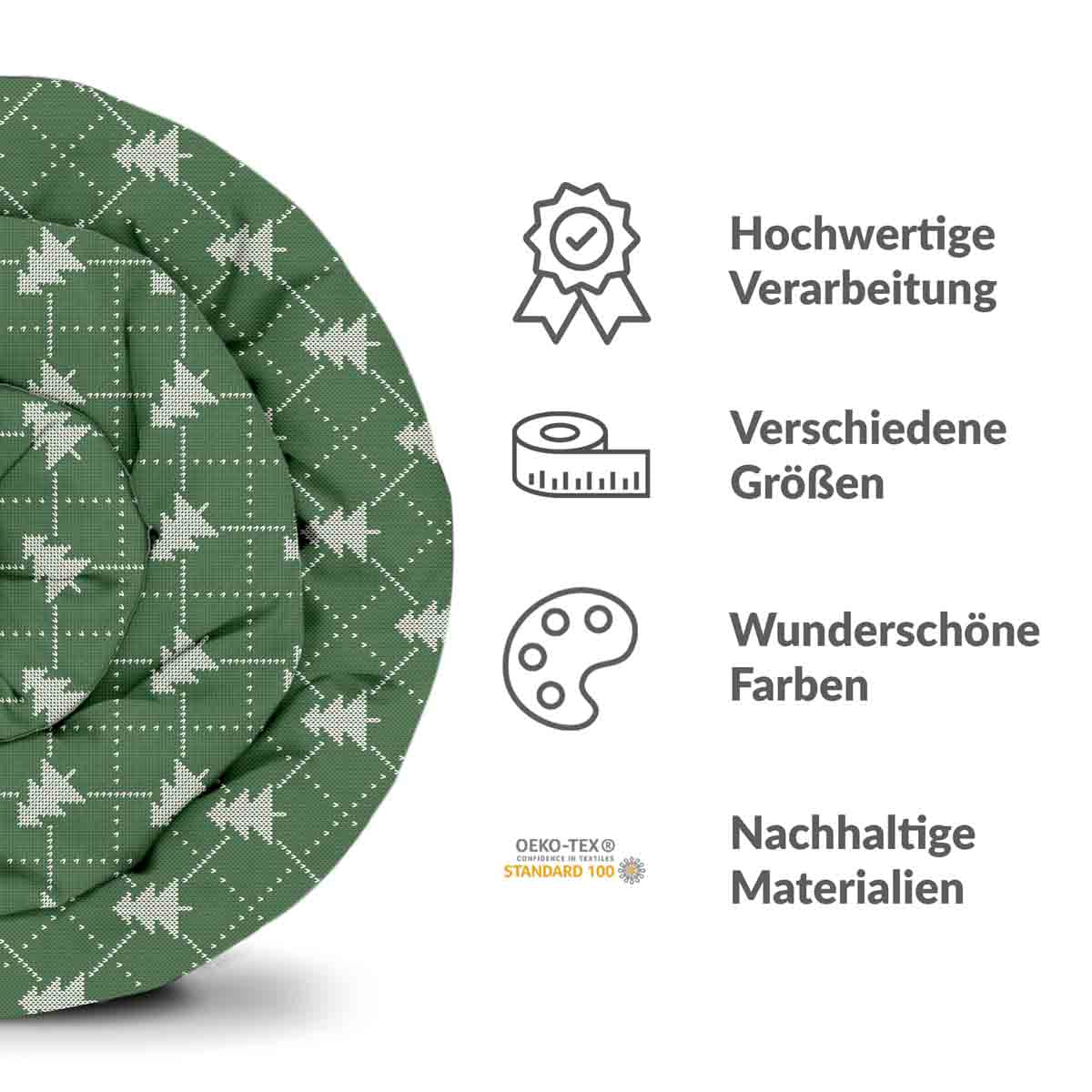 Original Therapiedecke - Baumwollbezug Grün mit Tannenbäumen