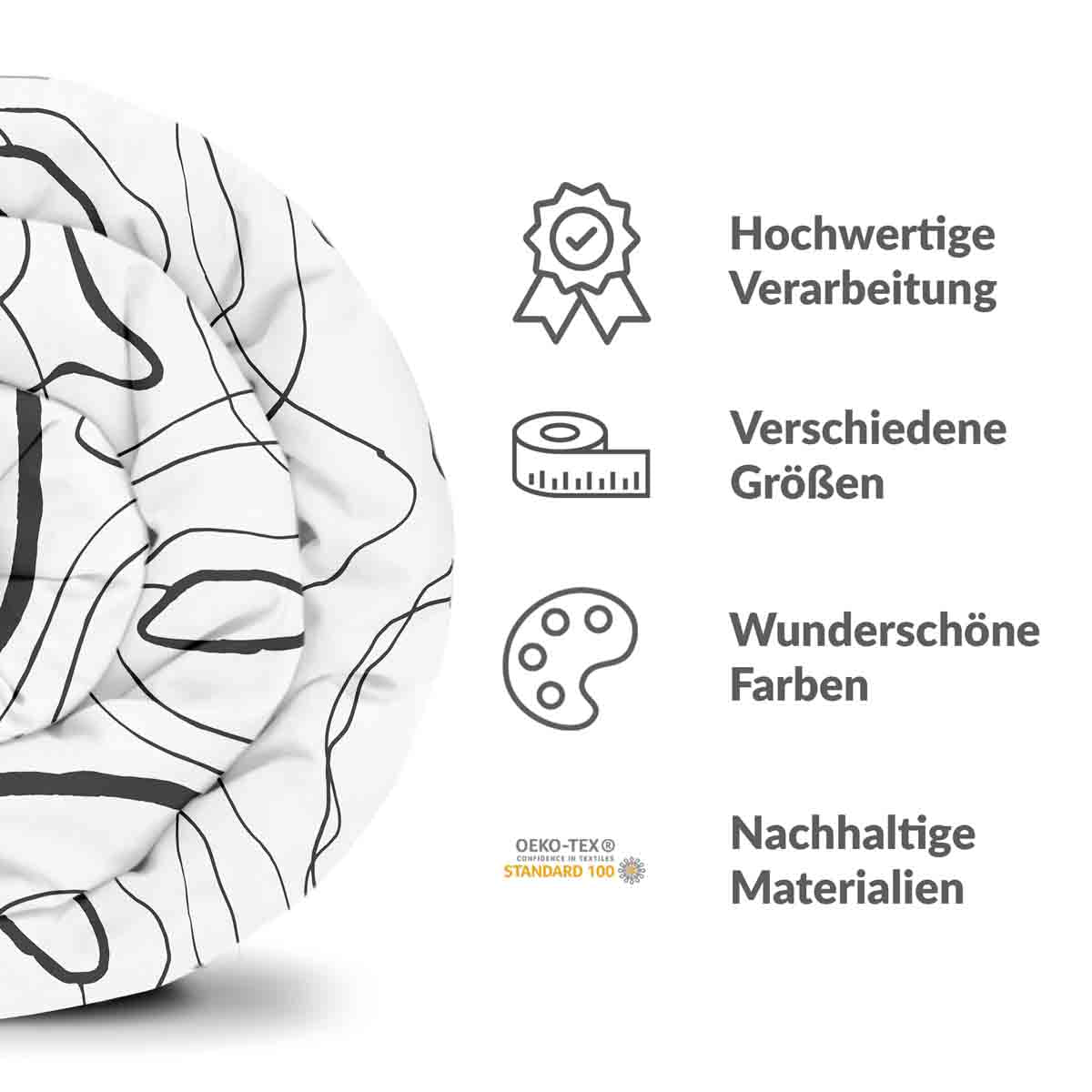 Original Therapiedecke - Baumwollbezug mit schwarzen Schlangenlinien