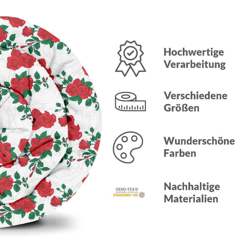 Original Therapiedecke - Baumwollbezug Weiß mit Rosenstrauch