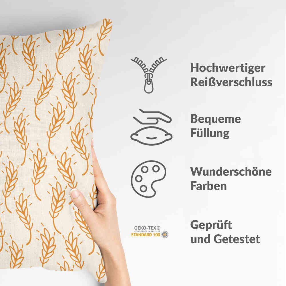 Gezondheidskussen wit met gele tarwe