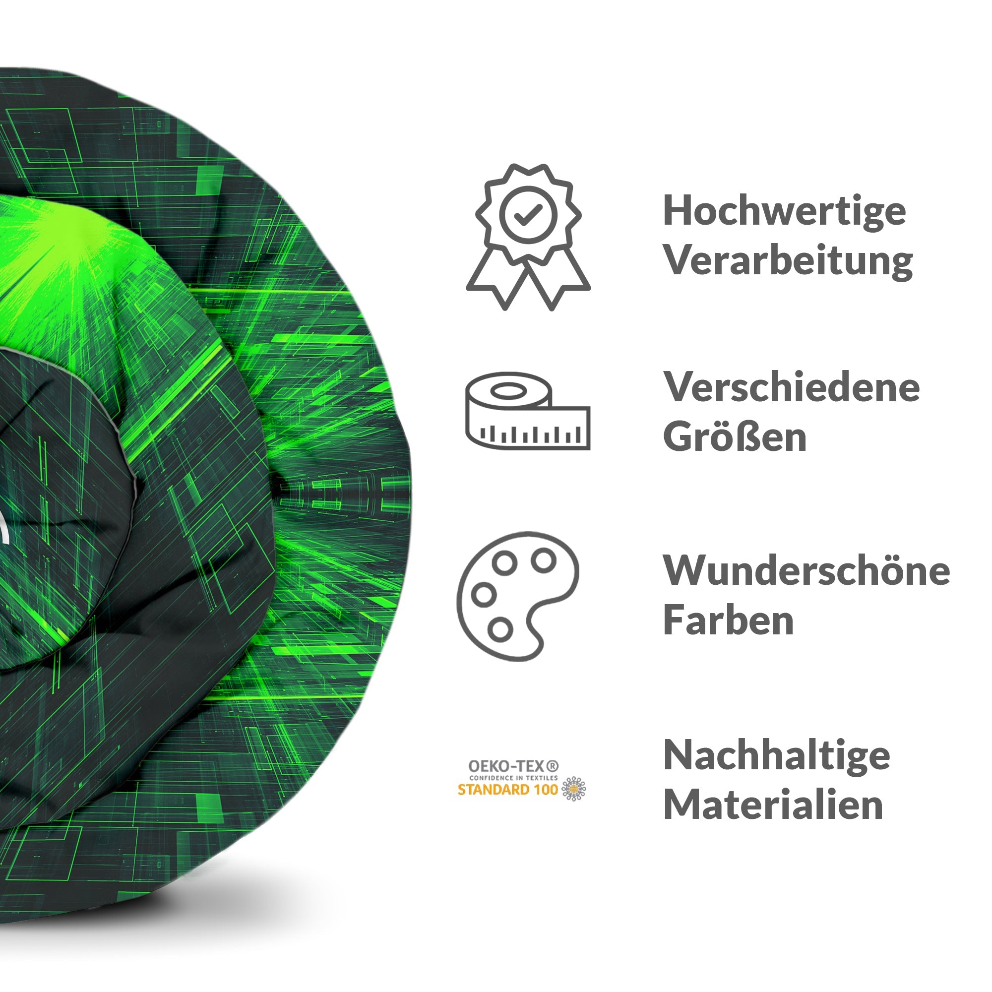 Original Therapiedecke - Baumwollbezug Grün mit chinesischem Schriftzug