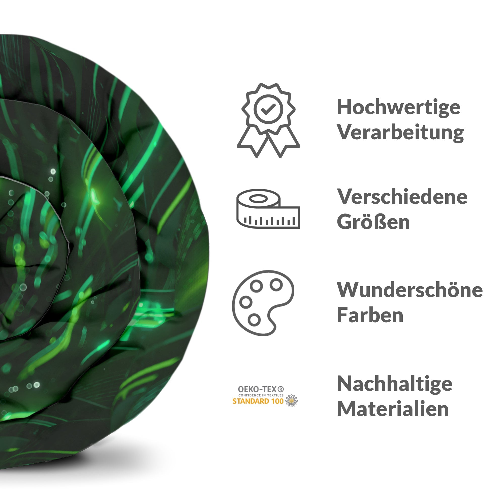 Therapiedekens beddengoed set groen met Chinese karakters