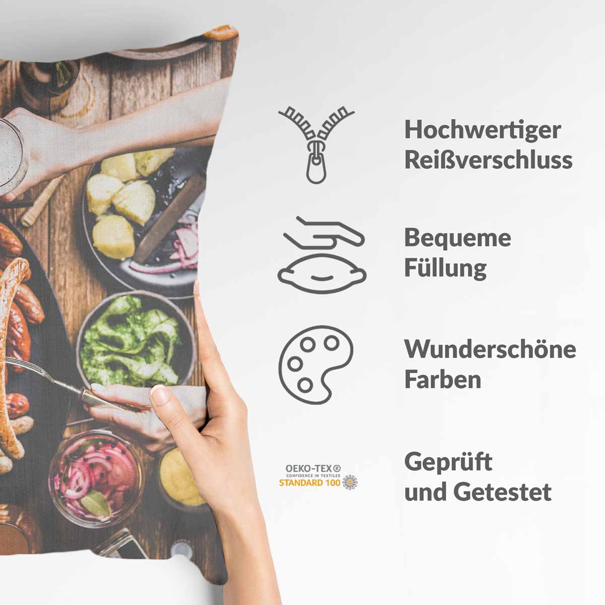 Gezondheidskussen met worstbord