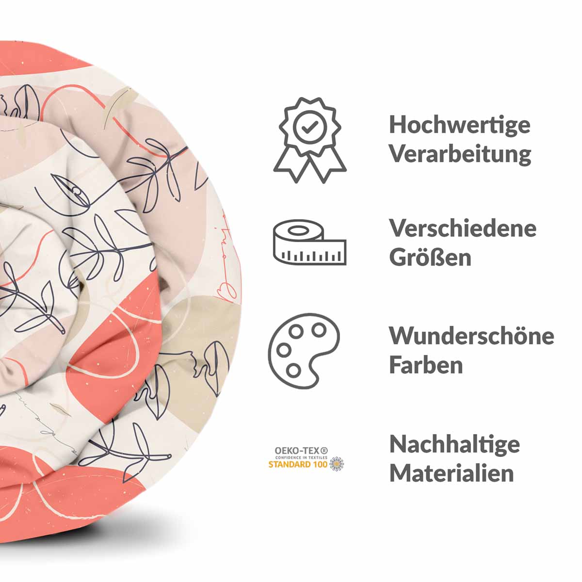 Original Therapiedecke - Baumwoll Bettwäsche Set Beige mit abstraktem Gesicht