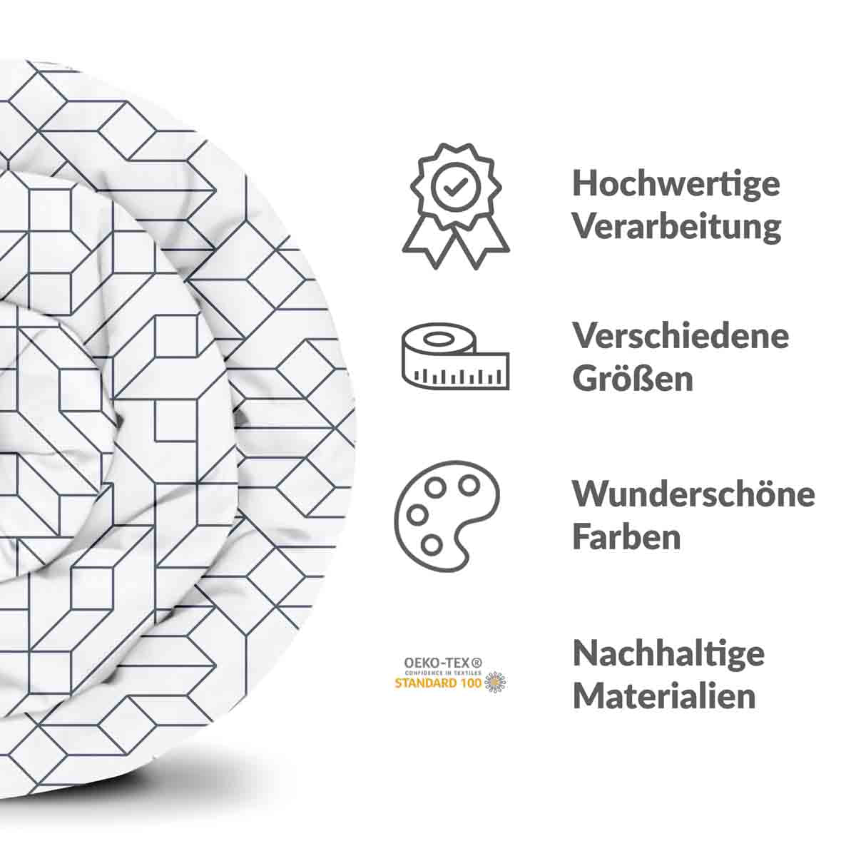 Original Therapiedecke - Baumwollbezug Weiß mit schwarzen Muster