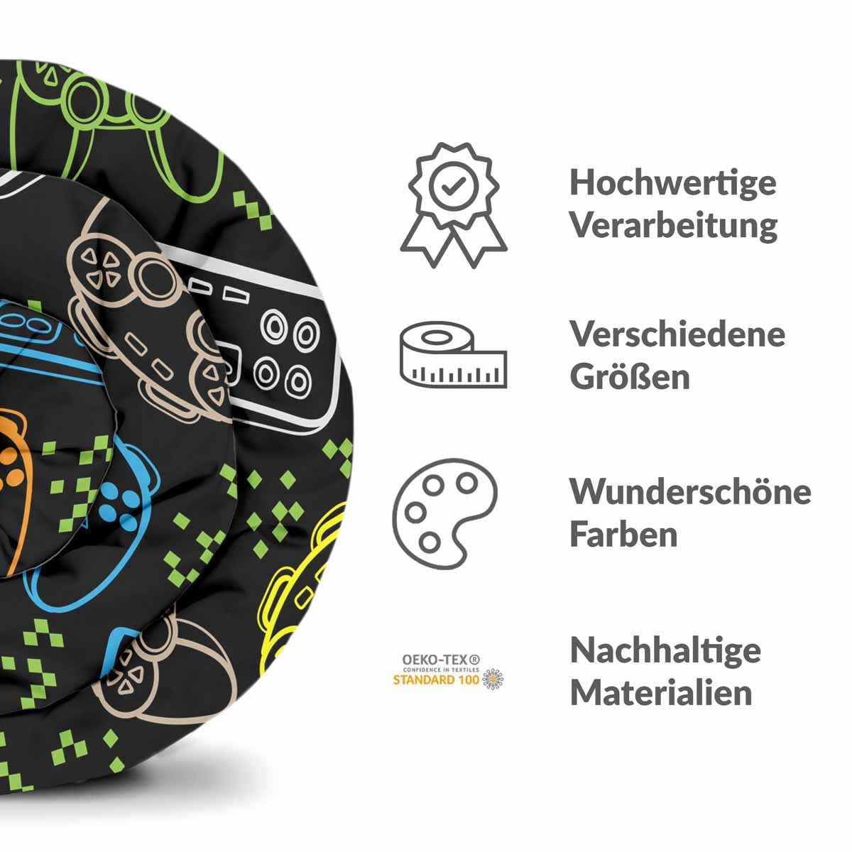 Original Therapiedecke - Baumwollbezug Schwarz mit Spielkonsolen