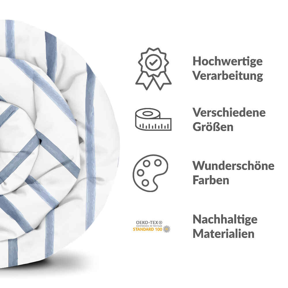 Therapiedekens beddengoed set blauwe dwarsstrepen