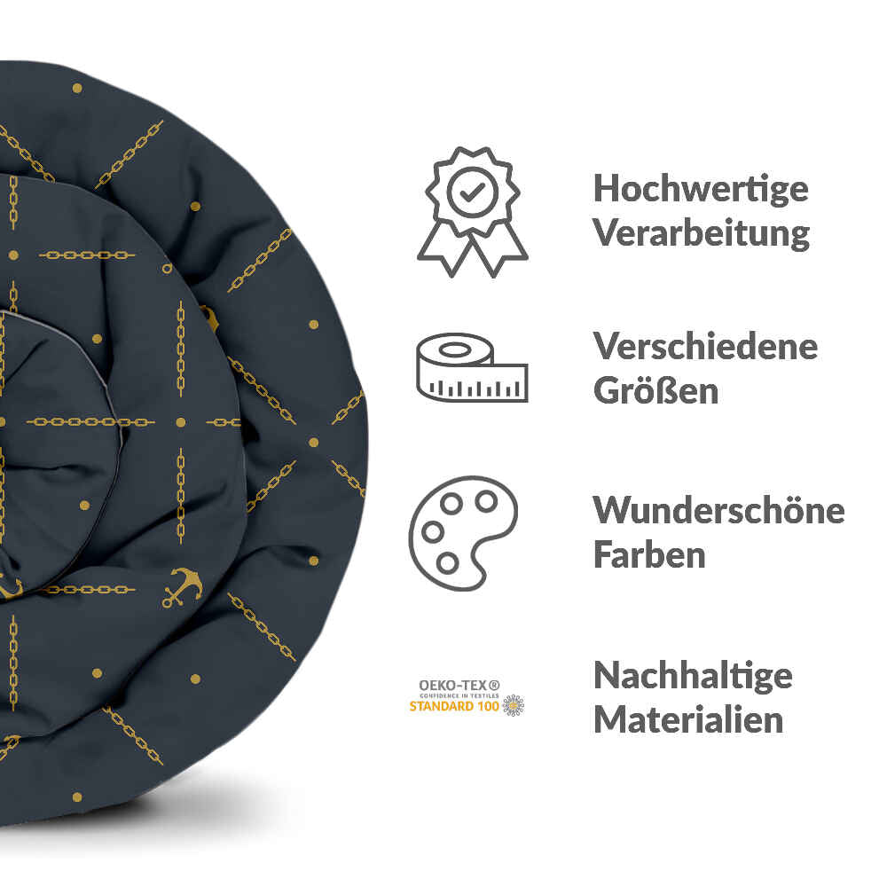 Original Therapiedecke - Baumwollbezug Blau mit Anker