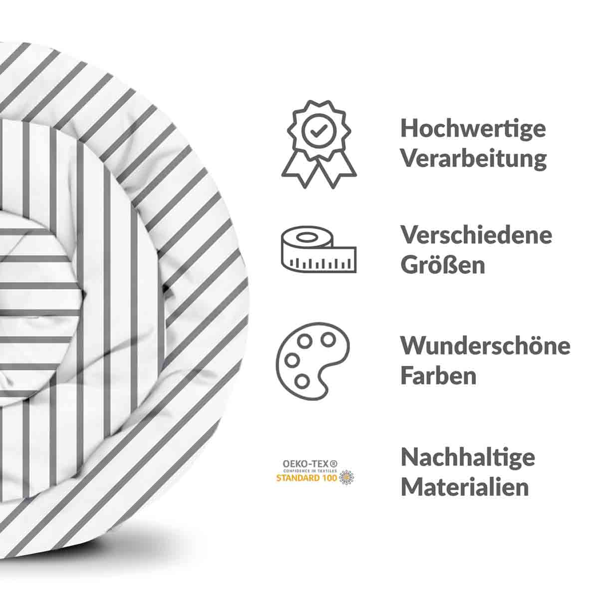 Original Therapiedecke - Baumwollbezug Graue Querstreifen