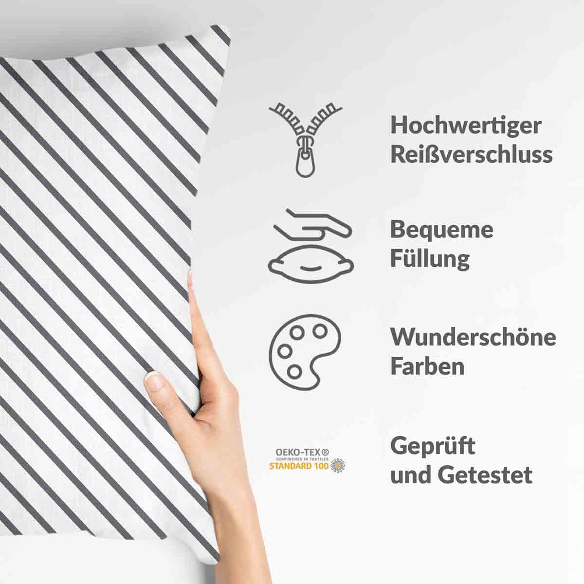 Gezondheidskussen Grijze Dwarsstrepen