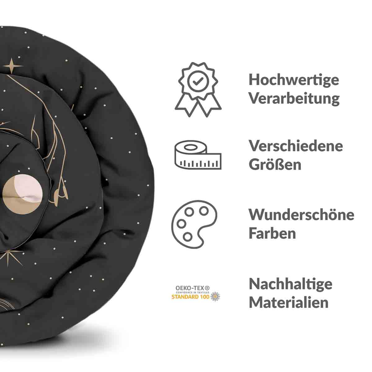 Therapiedekens Beddengoed Set Zwart met Zon, Maan en Sterren