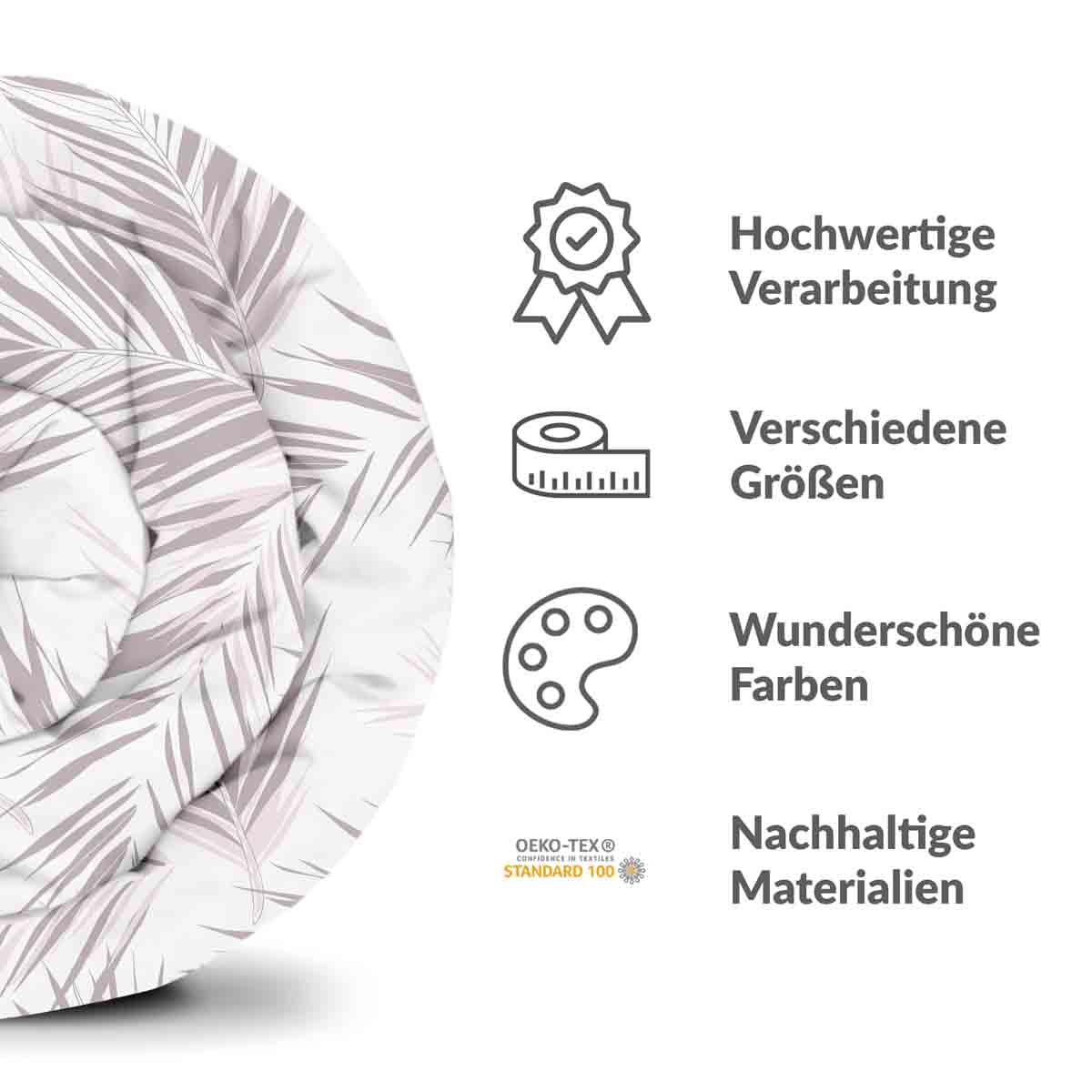 Original Therapiedecke - Baumwollbezug Weiß mit lila Blättern