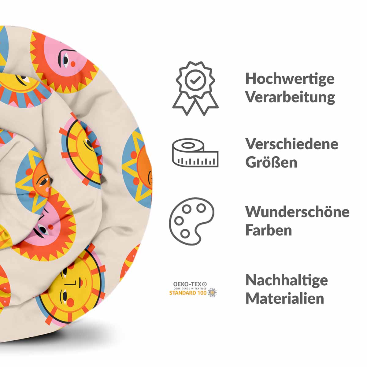 Original Therapiedecke - Baumwoll Bettwäsche Set Beige mit Sonnen