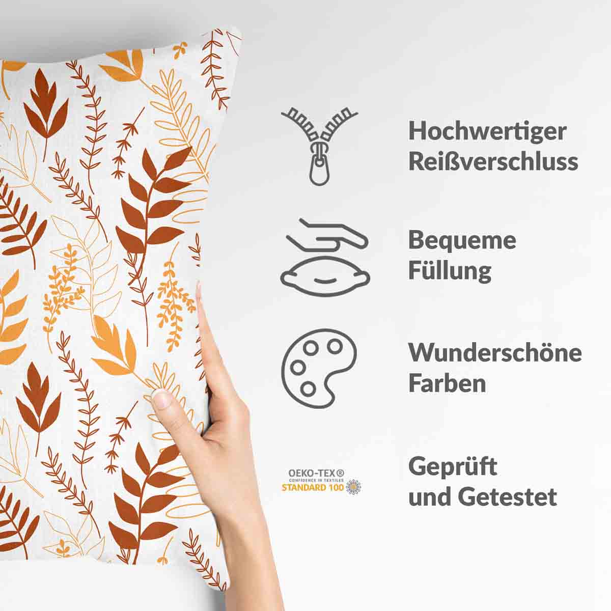 Gezondheidskussen wit met herfsttakken