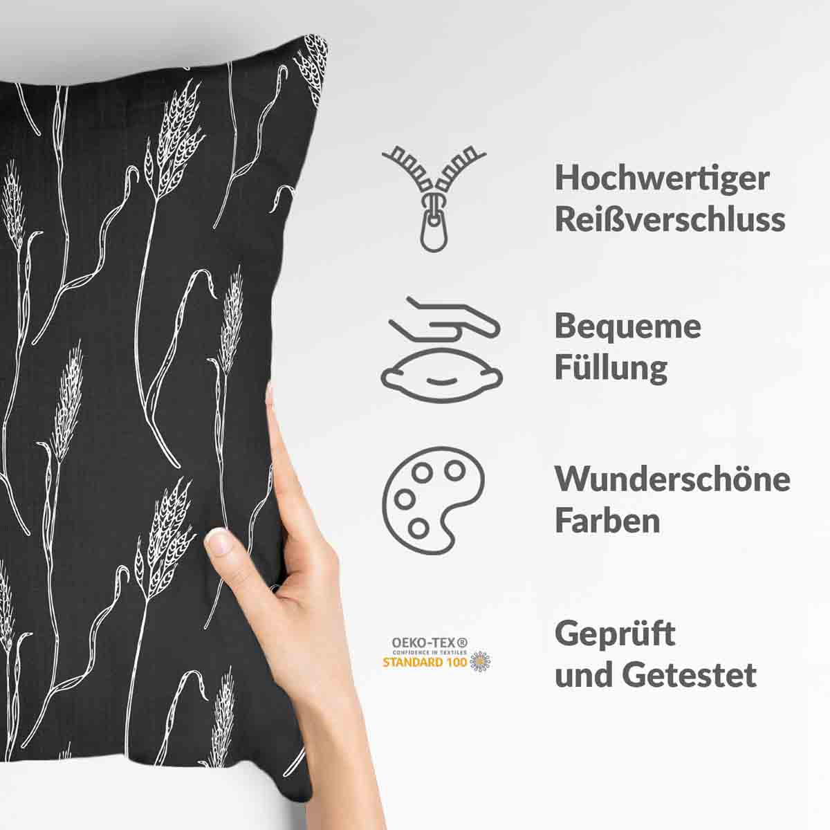 Gezondheidskussen Donkergrijs met witte takken