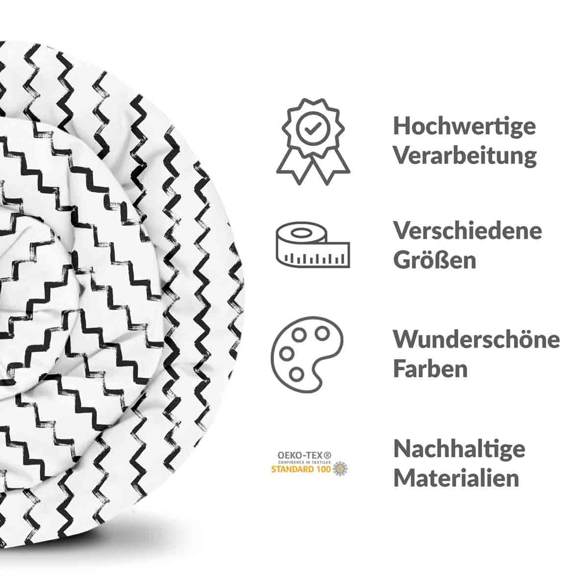 Original Therapiedecke - Baumwollbezug Weiß ZickZack