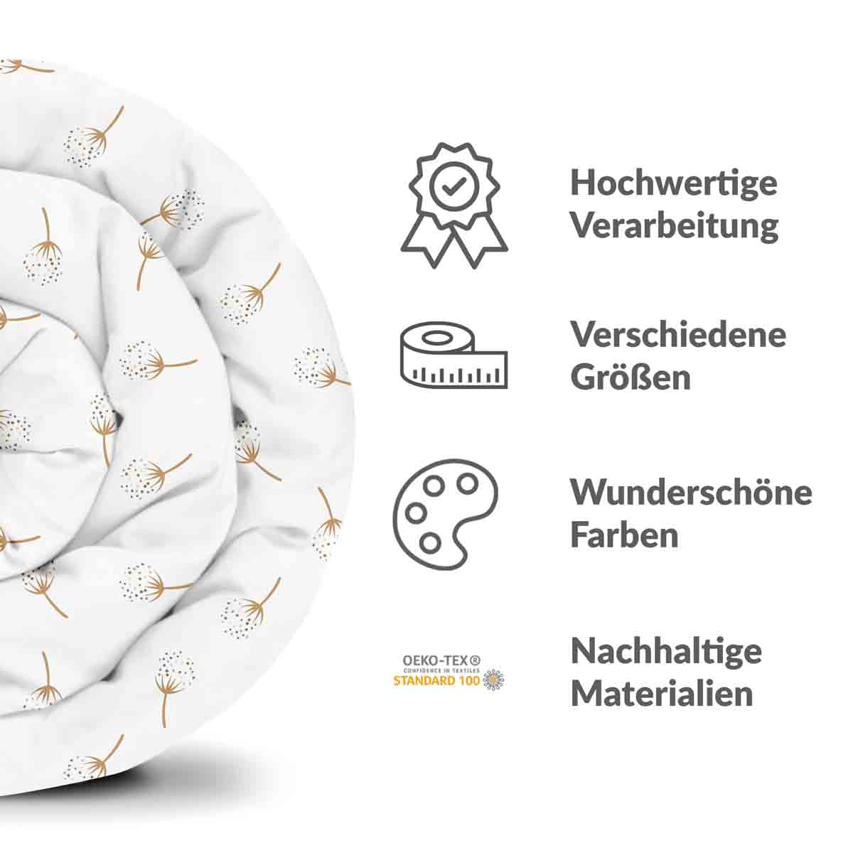 Original Therapiedecke - Baumwollbezug Weiß mit Pusteblumen