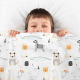 Therapiedekens beddengoed set wit met zoo dieren